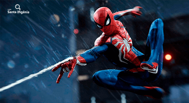 Imagem do Homem-Aranha lançando sua teia no ar em Marvel's Spider-Man