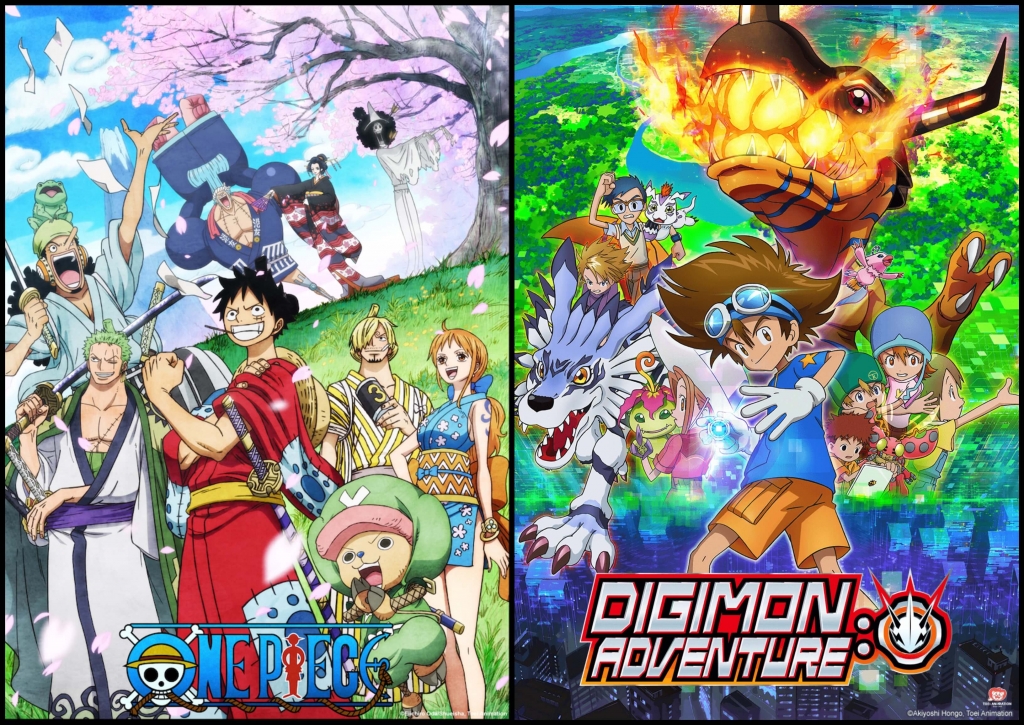 Im,agens do arco atual de One Piece e do novo anime Digimon Adventure