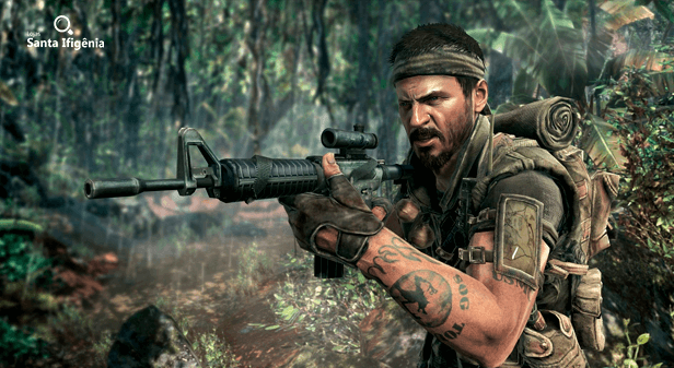 Guerrilheiro mirando com fuzil em Call of Duty: Black Ops