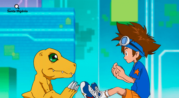 Tai e Agumon no novo Digimon Adventure