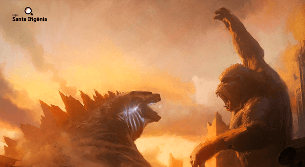 Kong e godzilla se preparando para a batalha em Godzilla vs Kong