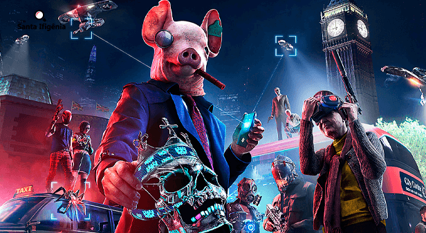 Personagens e drones em Londres no novo Watch Dogs Legion