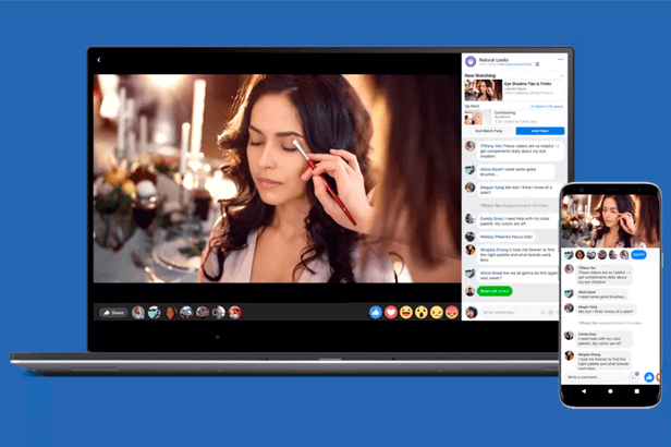 Watch Party do Facebook em notebook e celular - dia dos namorados