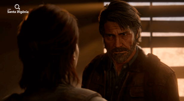 Joel conversando com Ellie em cena de The Last of Us 2