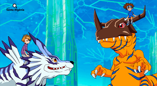 Greymon e Garurumon no reboot de Digimon