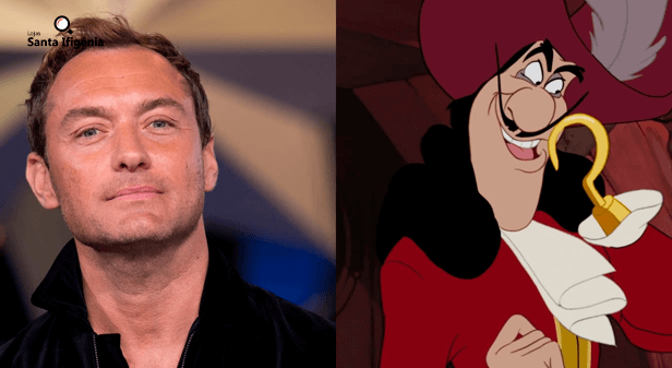 Jude Law ao lado do CapiTão Gancho de Peter Pan